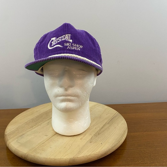 Imperial Headwear VTG Crystal Ski Shop Aspen Purple Corduroy Rope Strapback Hat
